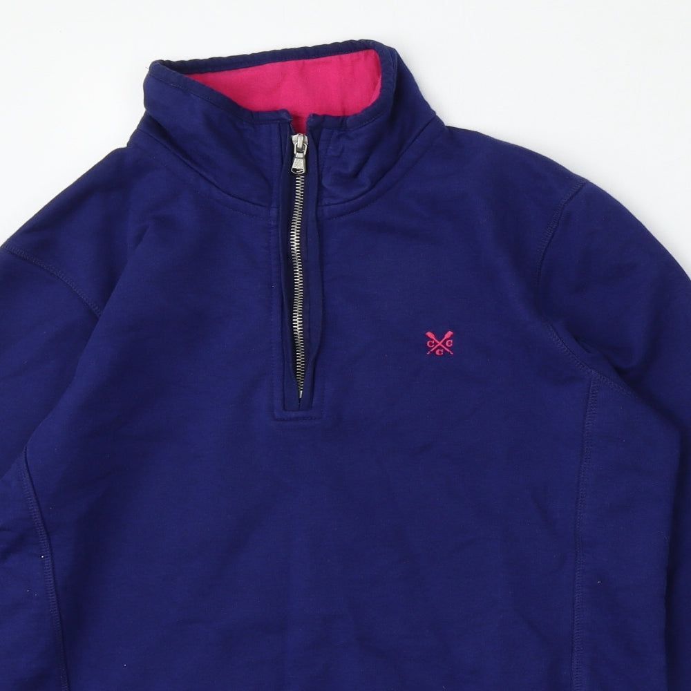 Crew Clothing Womens Blue  Cotton Pullover Sweatshirt Size 10  Zip
