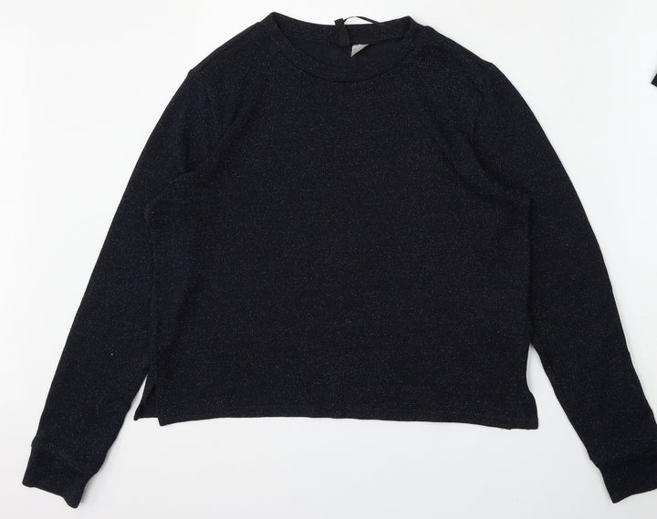 Divided Womens Blue Round Neck Polyester Pullover Jumper Size M
