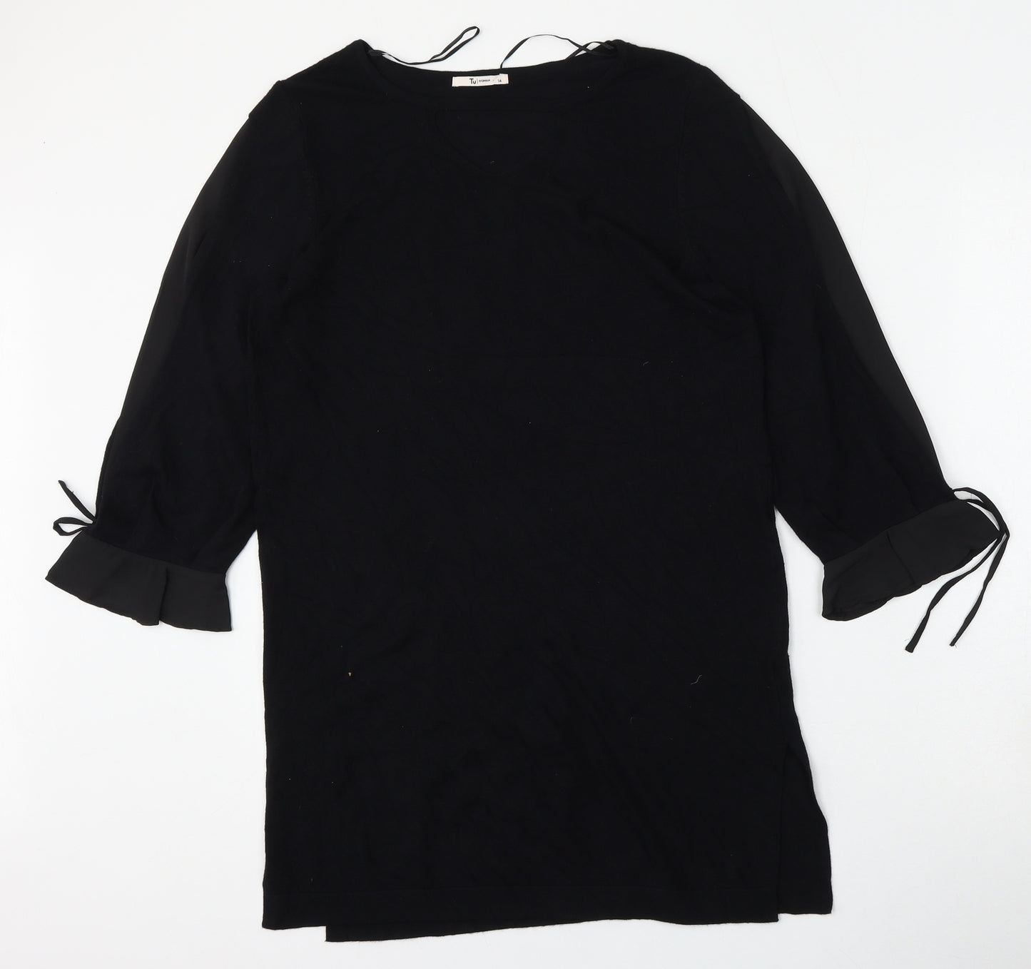 TU Womens Black Round Neck  Viscose Pullover Jumper Size 14