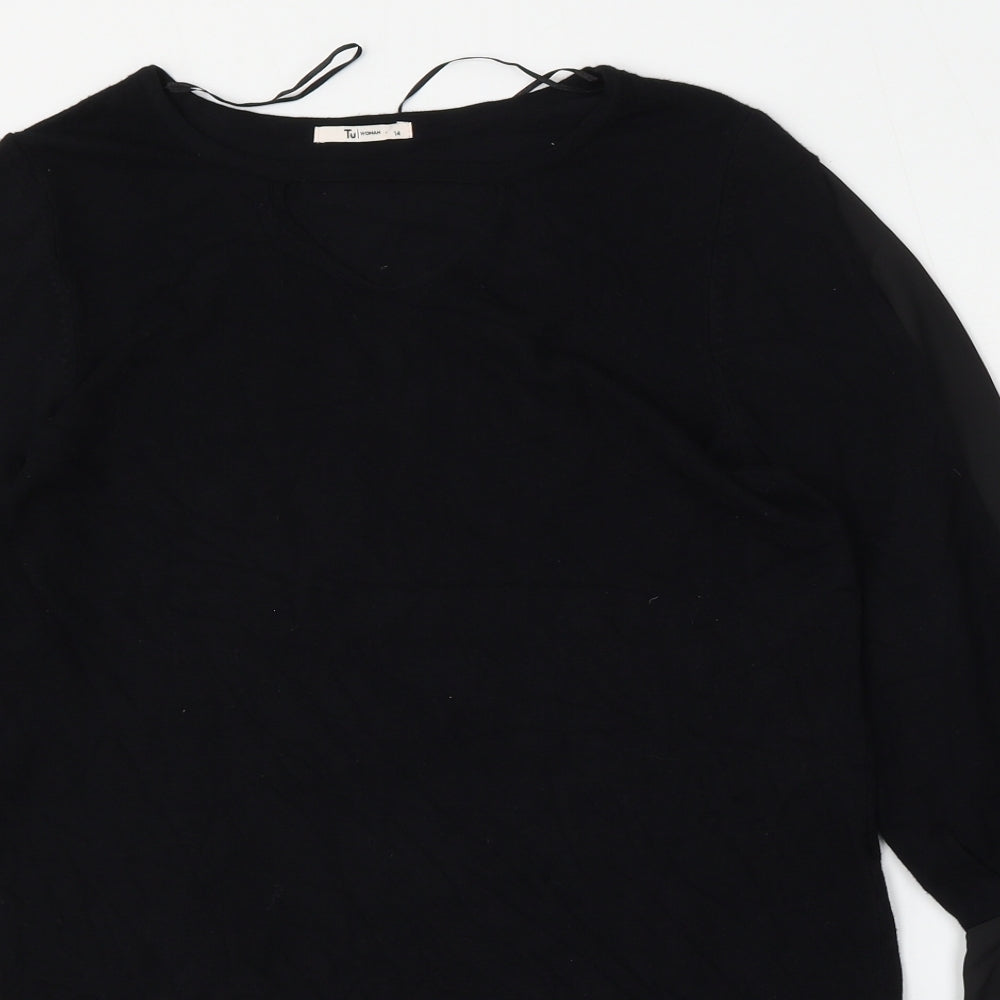 TU Womens Black Round Neck  Viscose Pullover Jumper Size 14