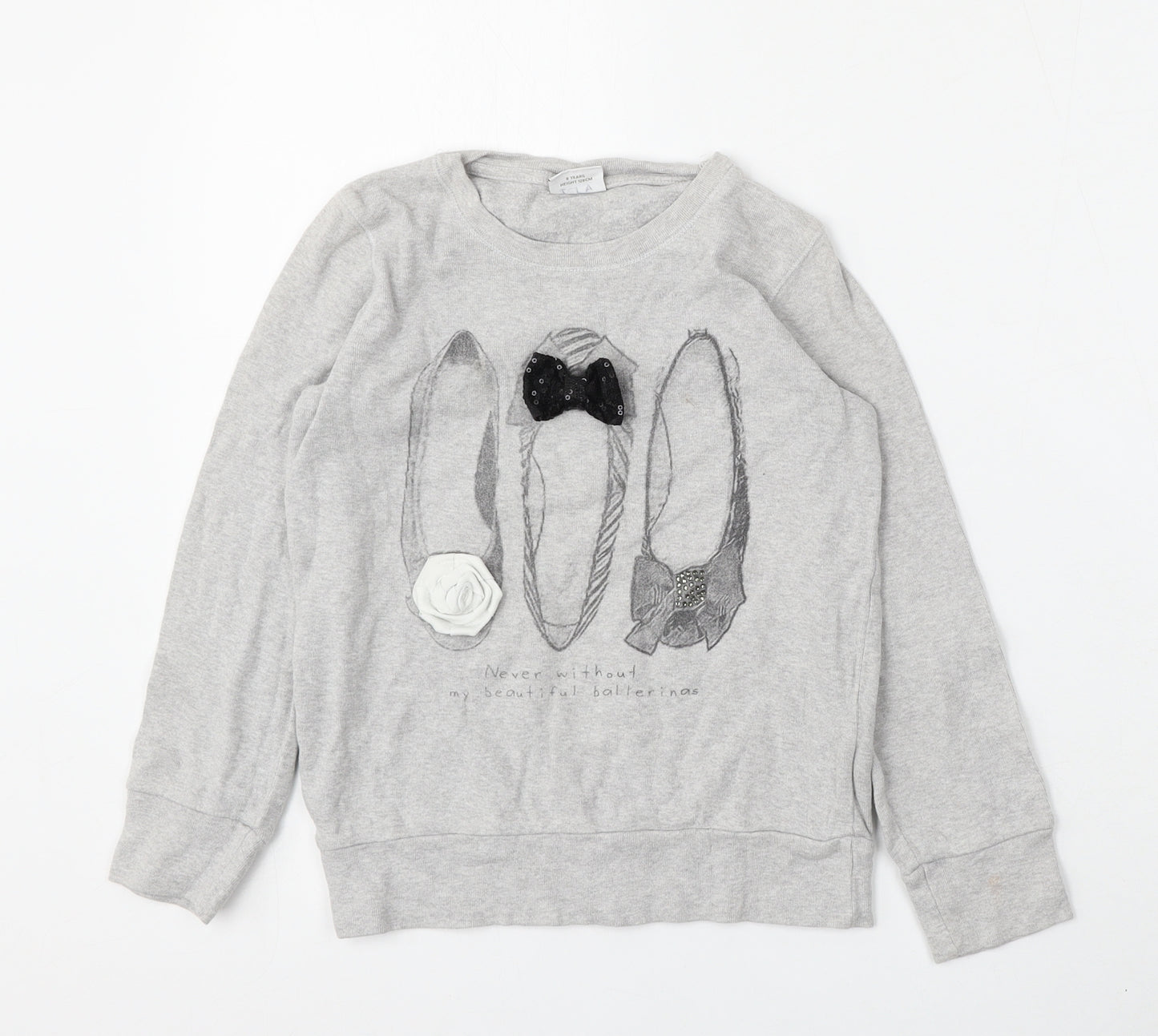 NEXT Girls Grey  Cotton Pullover Sweatshirt Size 8 Years