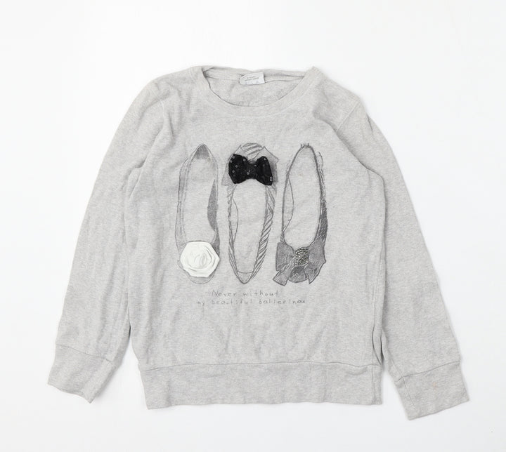 NEXT Girls Grey  Cotton Pullover Sweatshirt Size 8 Years