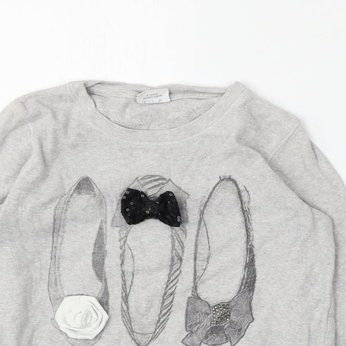 NEXT Girls Grey  Cotton Pullover Sweatshirt Size 8 Years