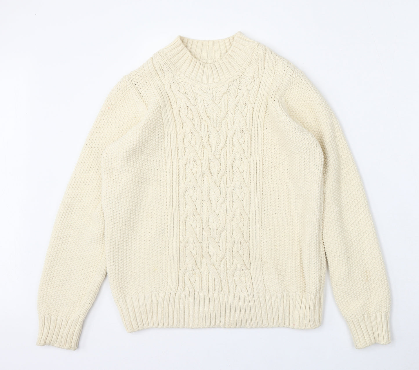 Marks and Spencer Womens Beige Mock Neck  Cotton Pullover Jumper Size 10