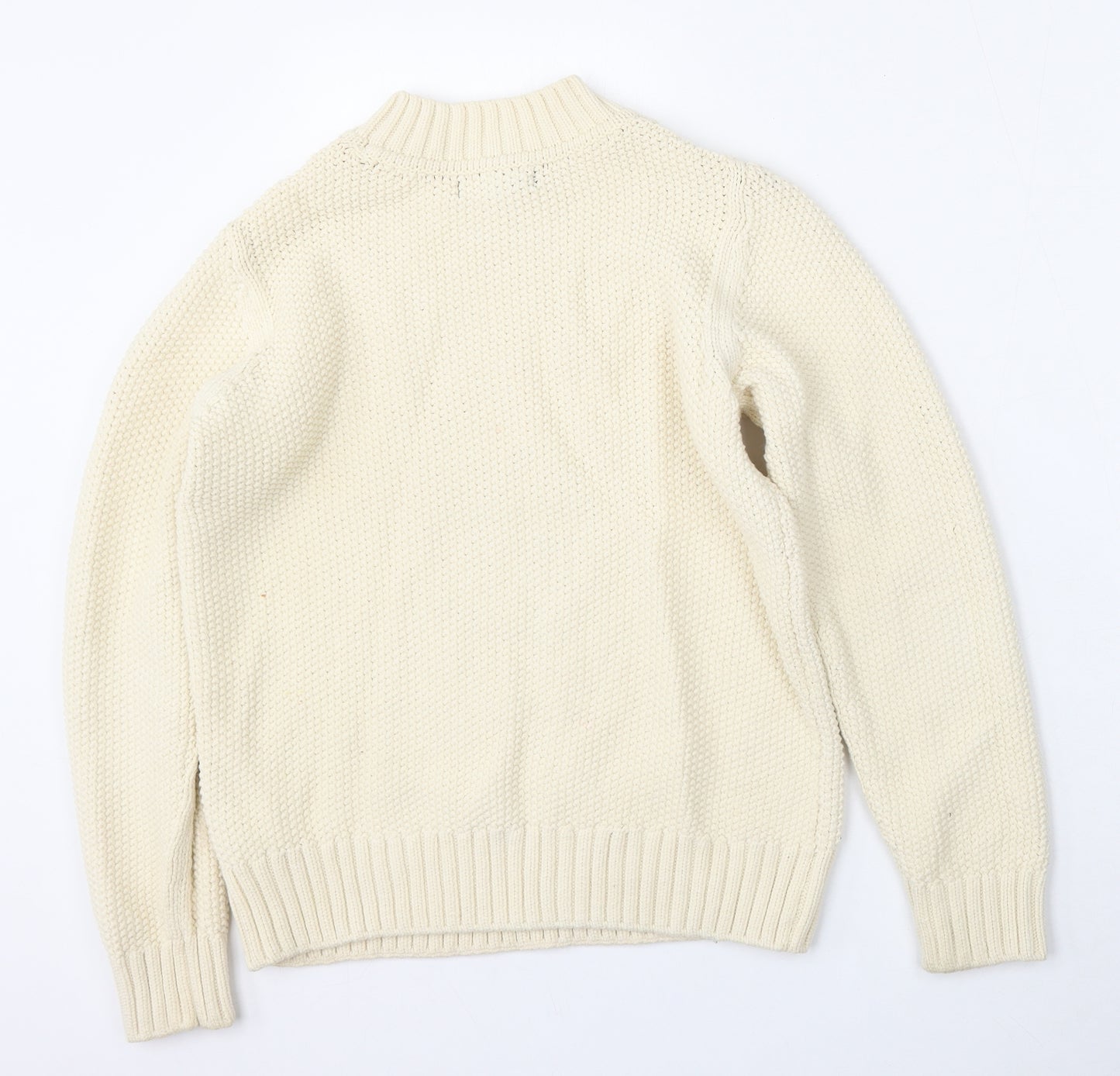 Marks and Spencer Womens Beige Mock Neck  Cotton Pullover Jumper Size 10