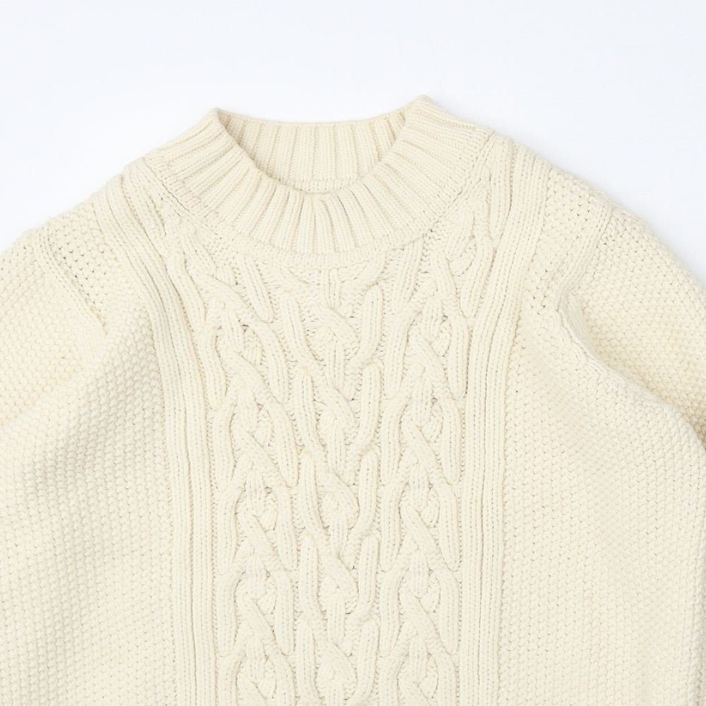 Marks and Spencer Womens Beige Mock Neck  Cotton Pullover Jumper Size 10