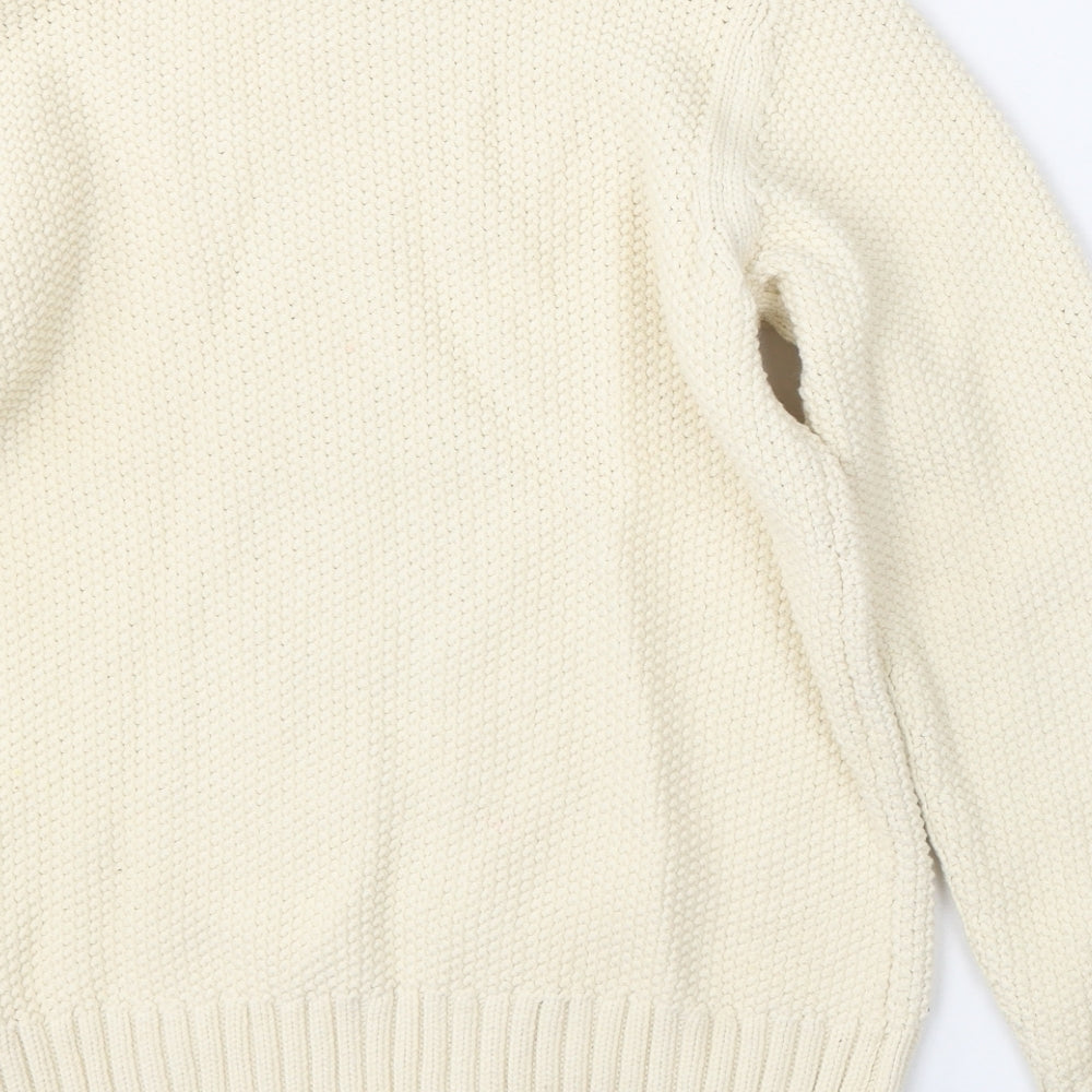 Marks and Spencer Womens Beige Mock Neck  Cotton Pullover Jumper Size 10