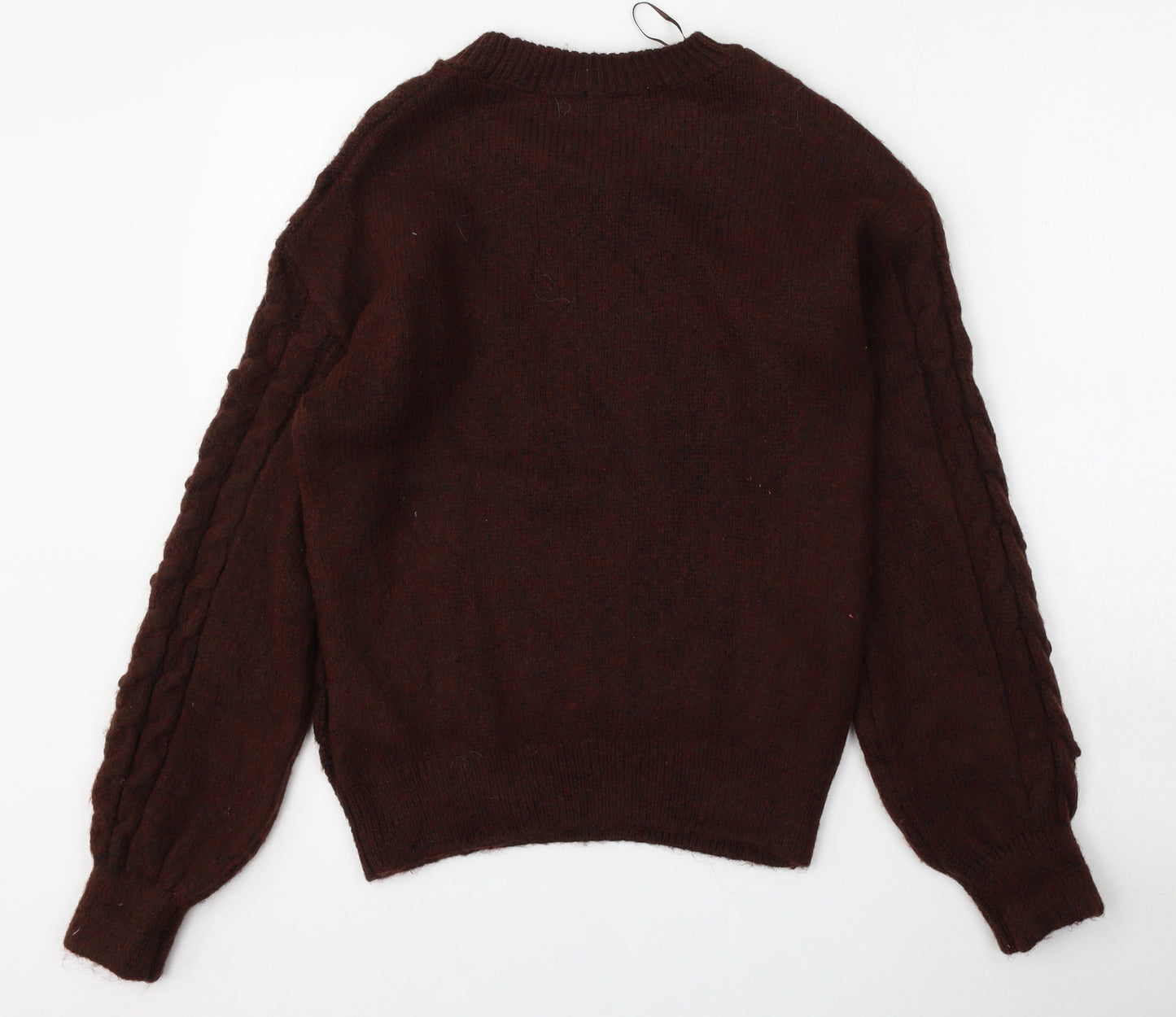 Papaya Womens Brown Round Neck  Acrylic Pullover Jumper Size S