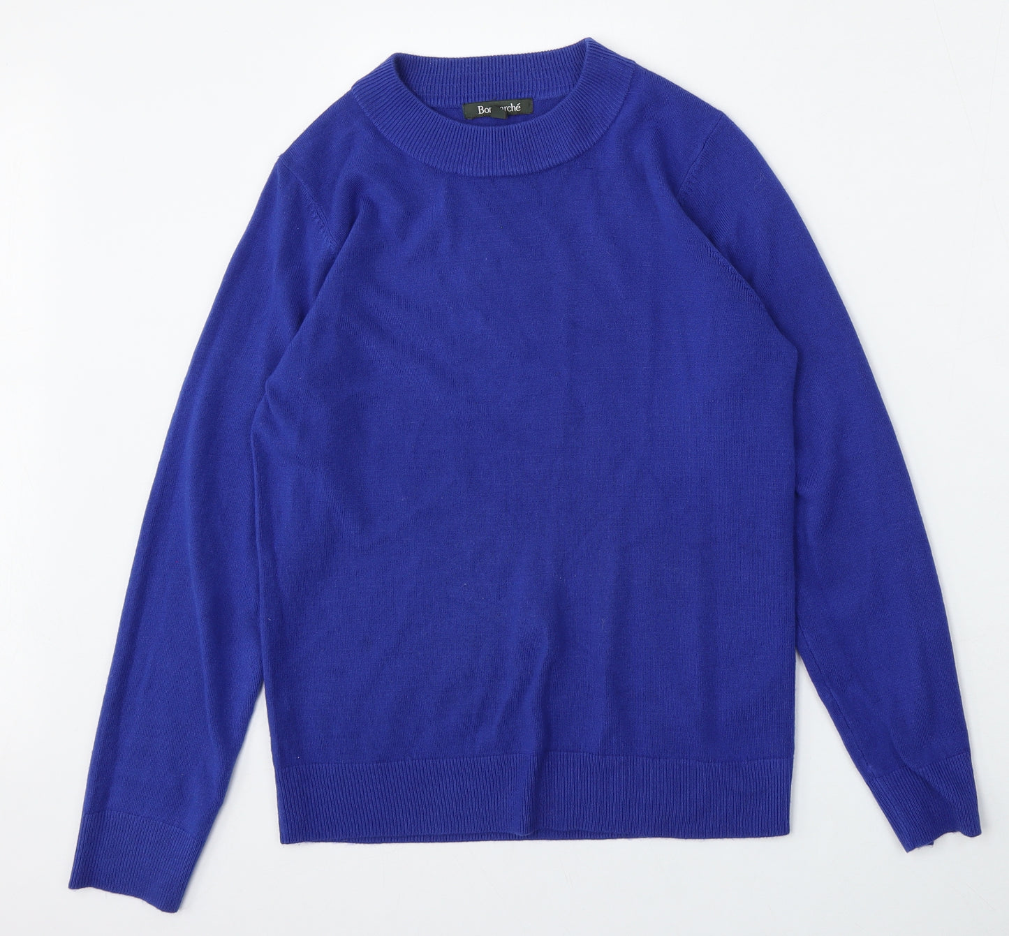 Bonmarché Womens Blue Round Neck  Acrylic Pullover Jumper Size 10