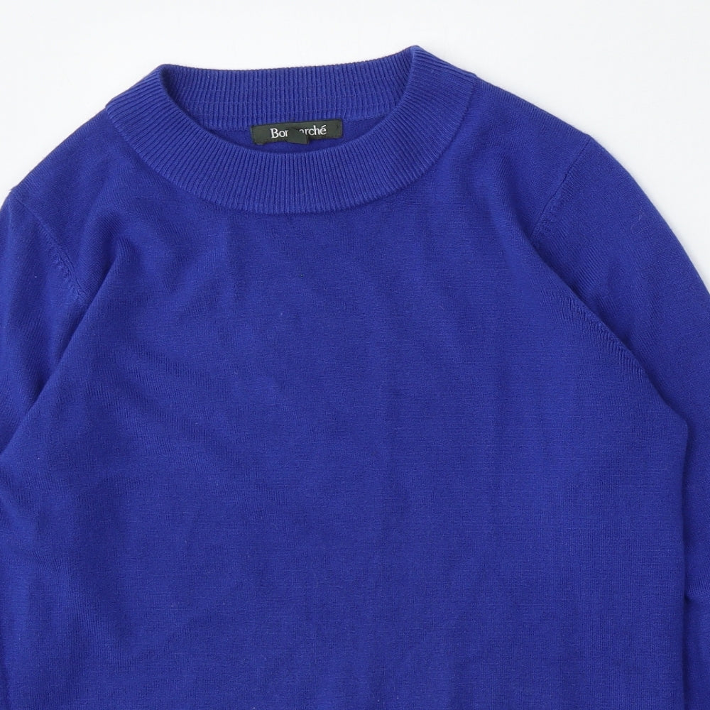 Bonmarché Womens Blue Round Neck  Acrylic Pullover Jumper Size 10