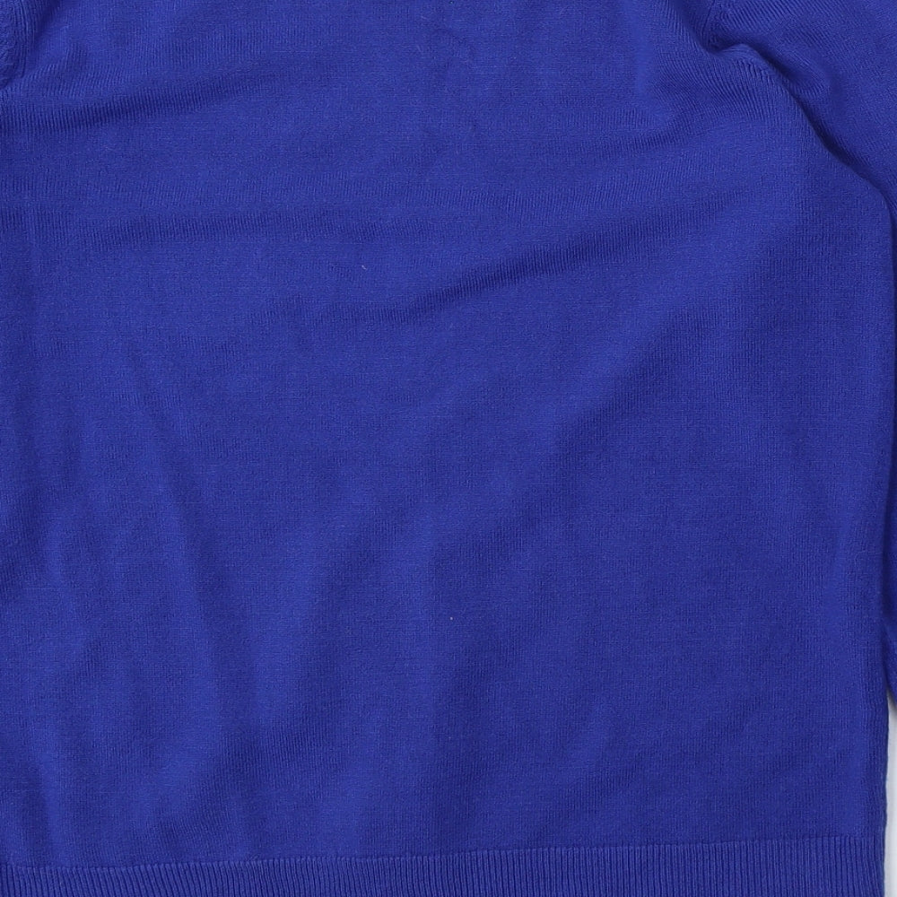 Bonmarché Womens Blue Round Neck  Acrylic Pullover Jumper Size 10