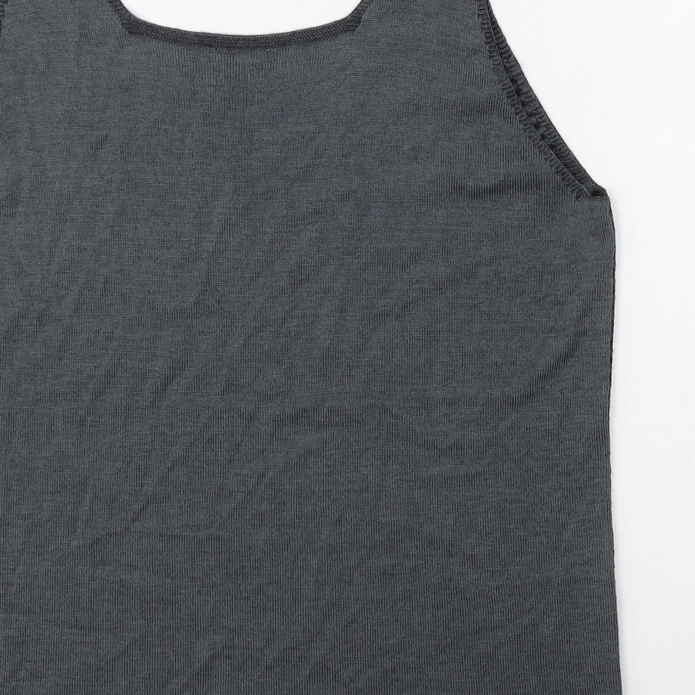 Per Una Womens Grey Round Neck Striped Viscose Vest Jumper Size 16