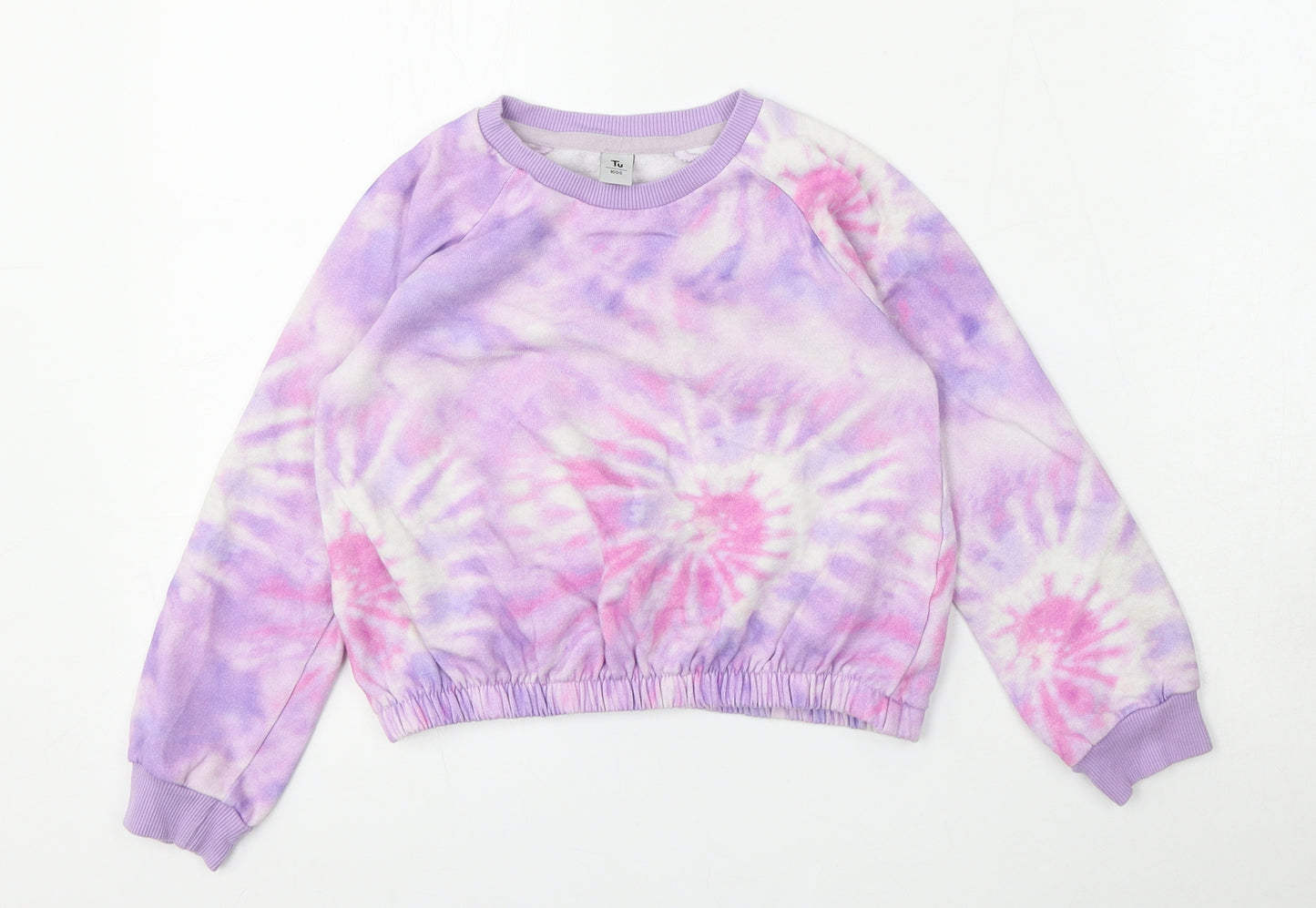 TU Girls Purple Geometric Cotton Pullover Sweatshirt Size 7 Years