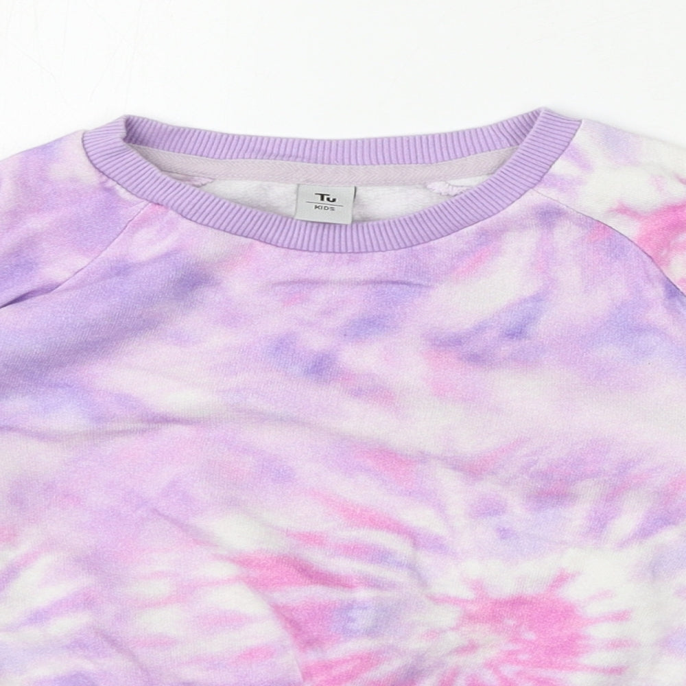 TU Girls Purple Geometric Cotton Pullover Sweatshirt Size 7 Years