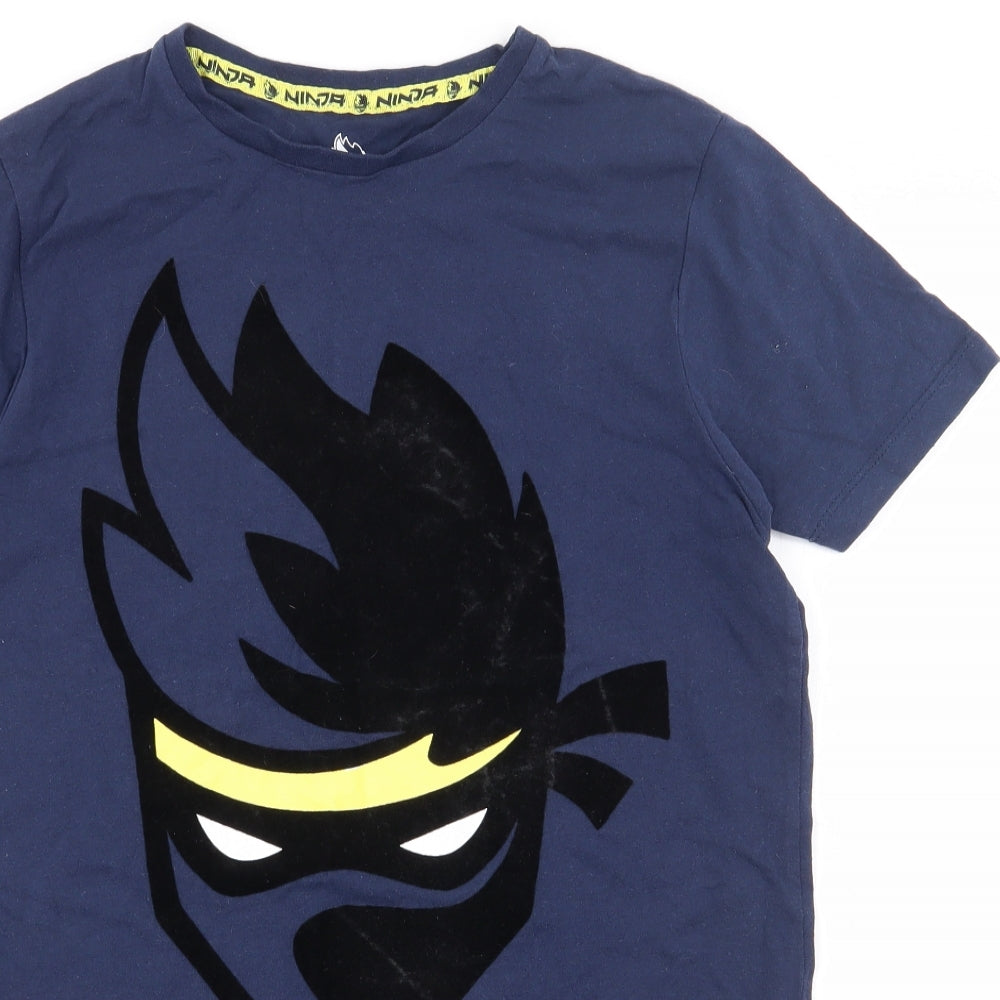 Primark Boys Blue  100% Cotton Jersey T-Shirt Size 12-13 Years Round Neck  - Ninja, Gaming