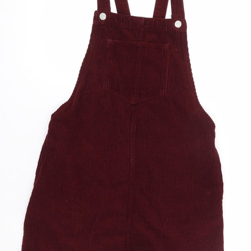 Topshop Womens Red  Cotton Pinafore/Dungaree Dress  Size 6  Square Neck
