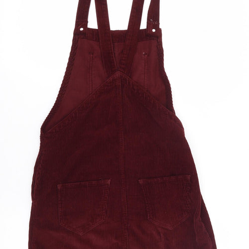 Topshop Womens Red  Cotton Pinafore/Dungaree Dress  Size 6  Square Neck