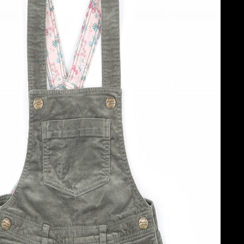 H&M Girls Green  Cotton Pinafore/Dungaree Dress  Size 6-7 Years  Square Neck