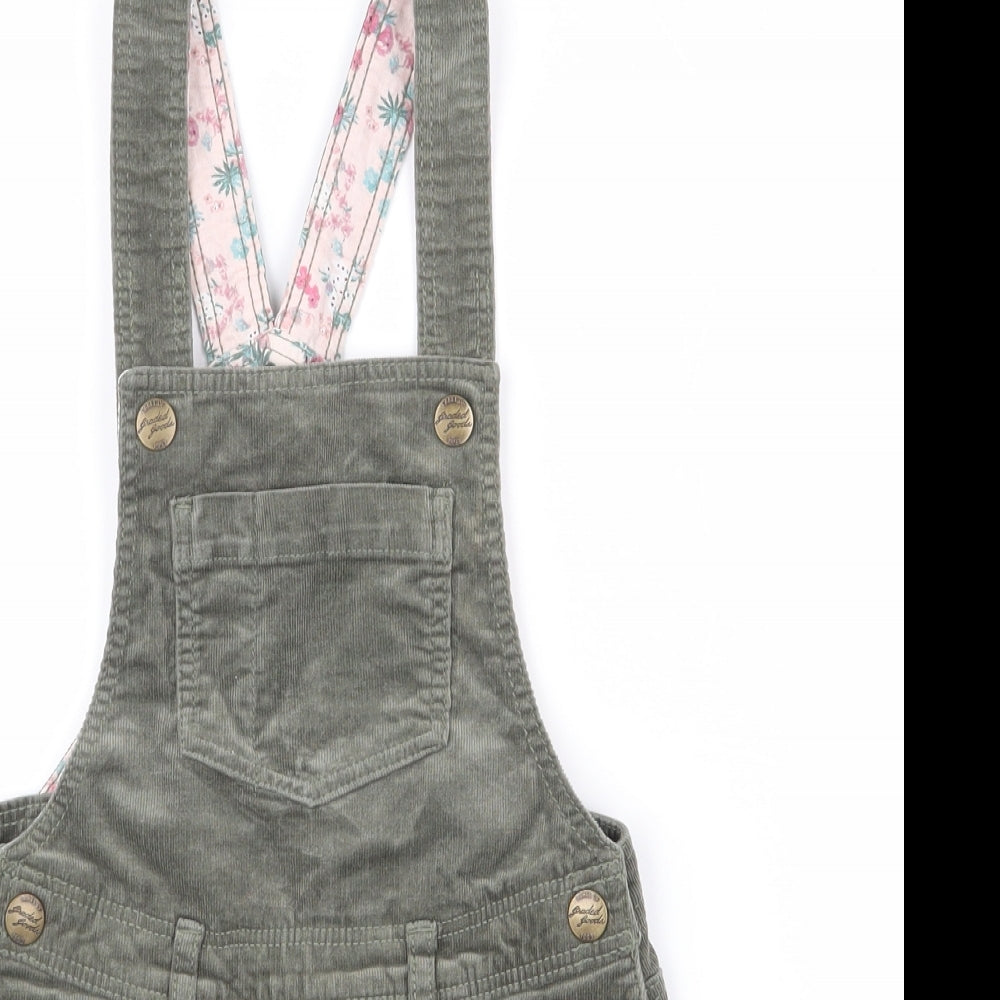 H&M Girls Green  Cotton Pinafore/Dungaree Dress  Size 6-7 Years  Square Neck