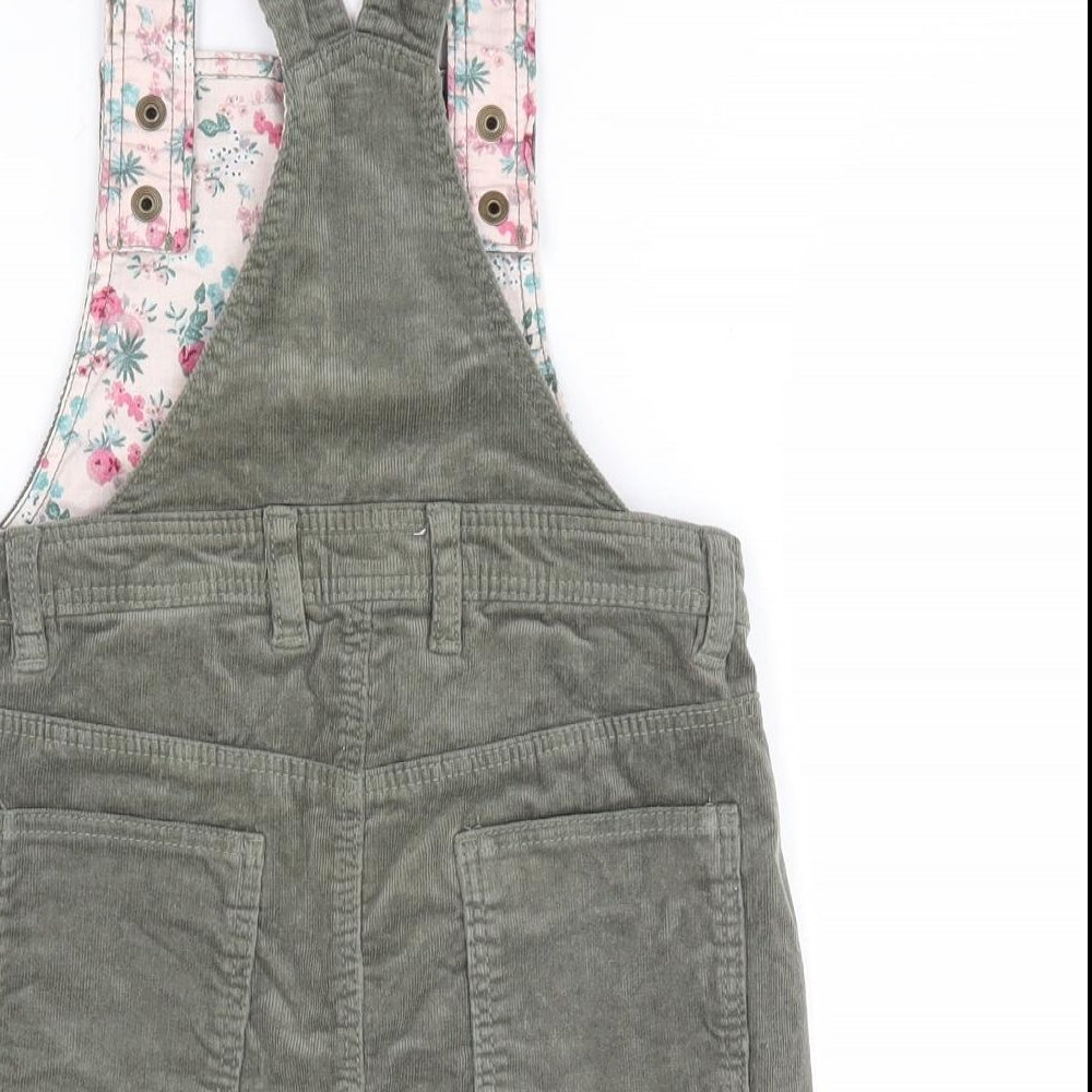 H&M Girls Green  Cotton Pinafore/Dungaree Dress  Size 6-7 Years  Square Neck