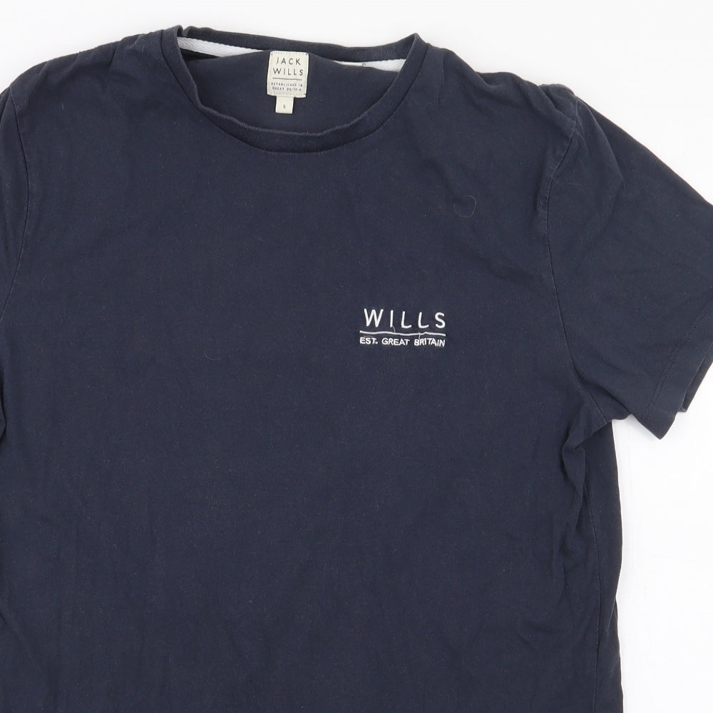 Jack Wills Mens Blue  Cotton  T-Shirt Size S Round Neck