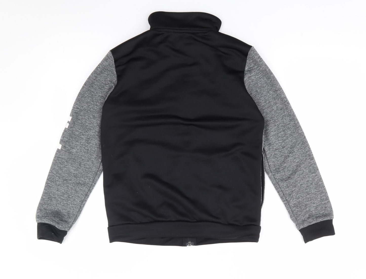 adidas Boys Black High Neck  Polyester Full Zip Jumper Size 11-12 Years  Zip