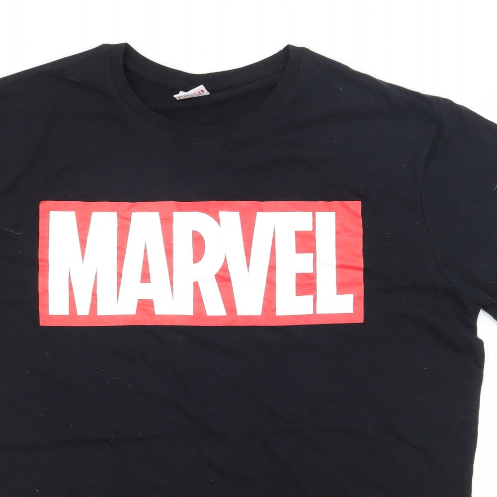 Primark Mens Black  Cotton  T-Shirt Size M Crew Neck  - Marvel