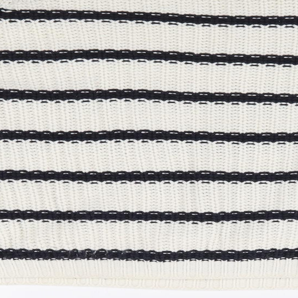 Marks and Spencer Womens Ivory Round Neck Striped Cotton Pullover Jumper Size S