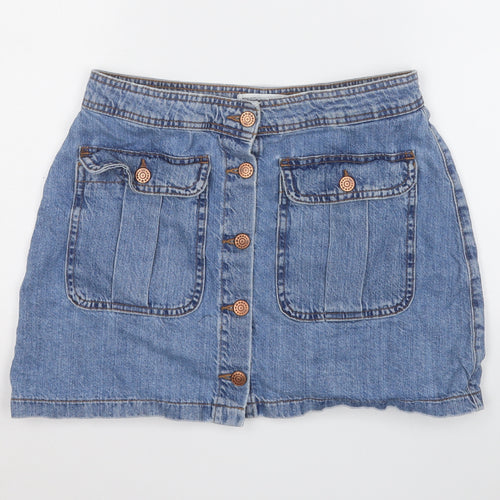 TRF DENIM Womens Blue  Cotton A-Line Skirt Size M