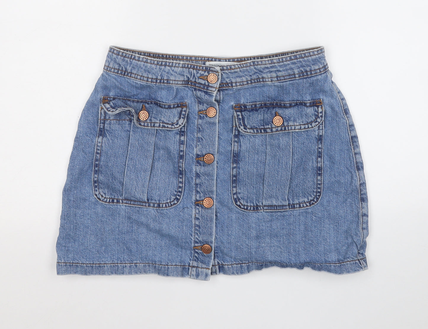 TRF DENIM Womens Blue  Cotton A-Line Skirt Size M
