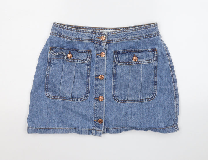 TRF DENIM Womens Blue  Cotton A-Line Skirt Size M
