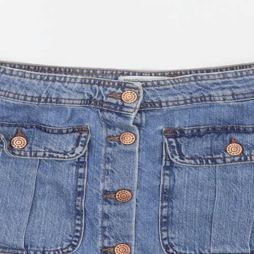 TRF DENIM Womens Blue  Cotton A-Line Skirt Size M