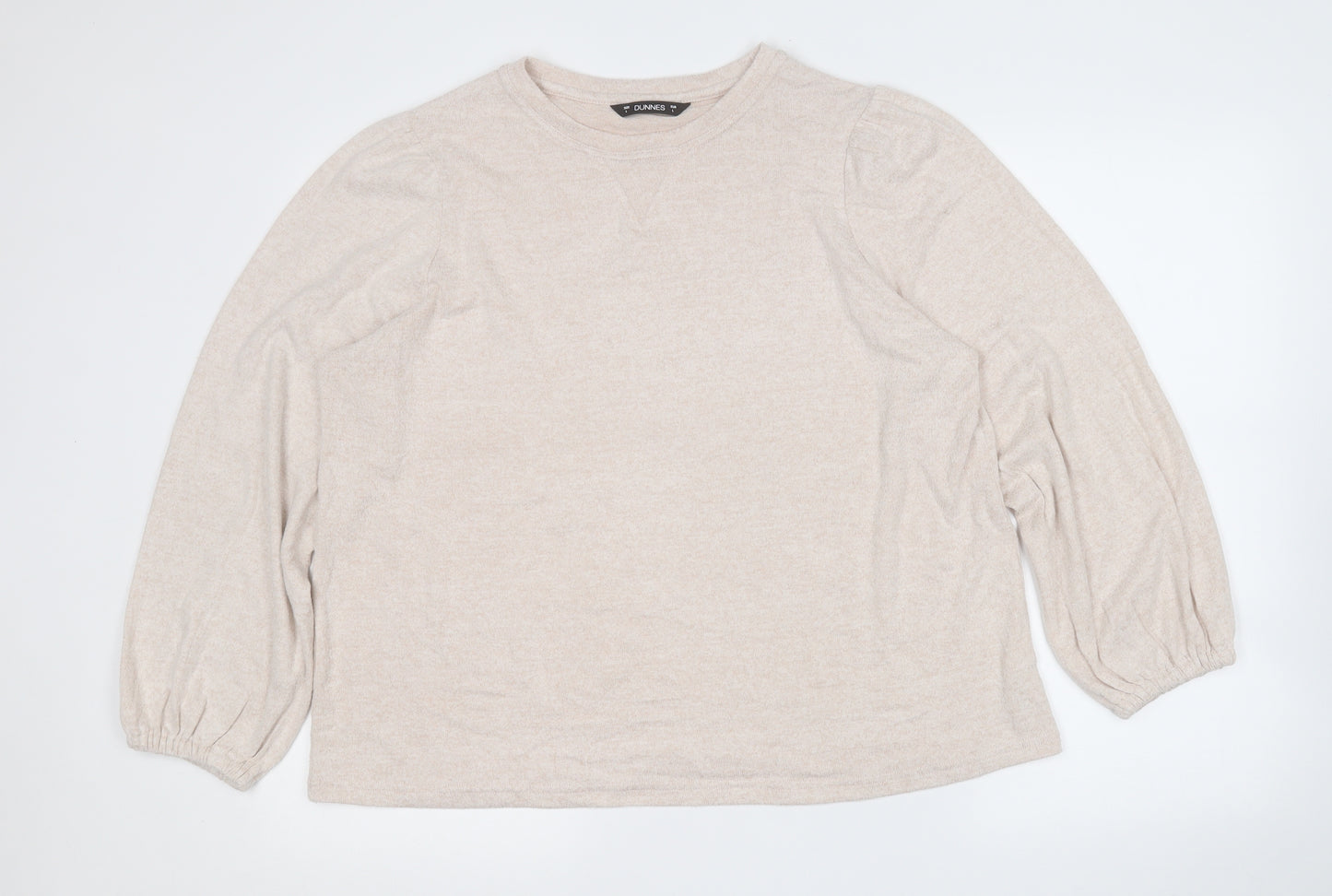 Dunnes Stores Womens Beige Round Neck  Viscose Pullover Jumper Size L