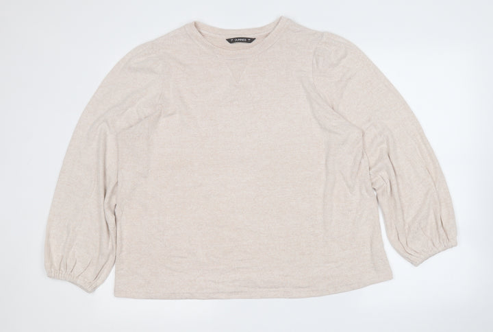 Dunnes Stores Womens Beige Round Neck  Viscose Pullover Jumper Size L