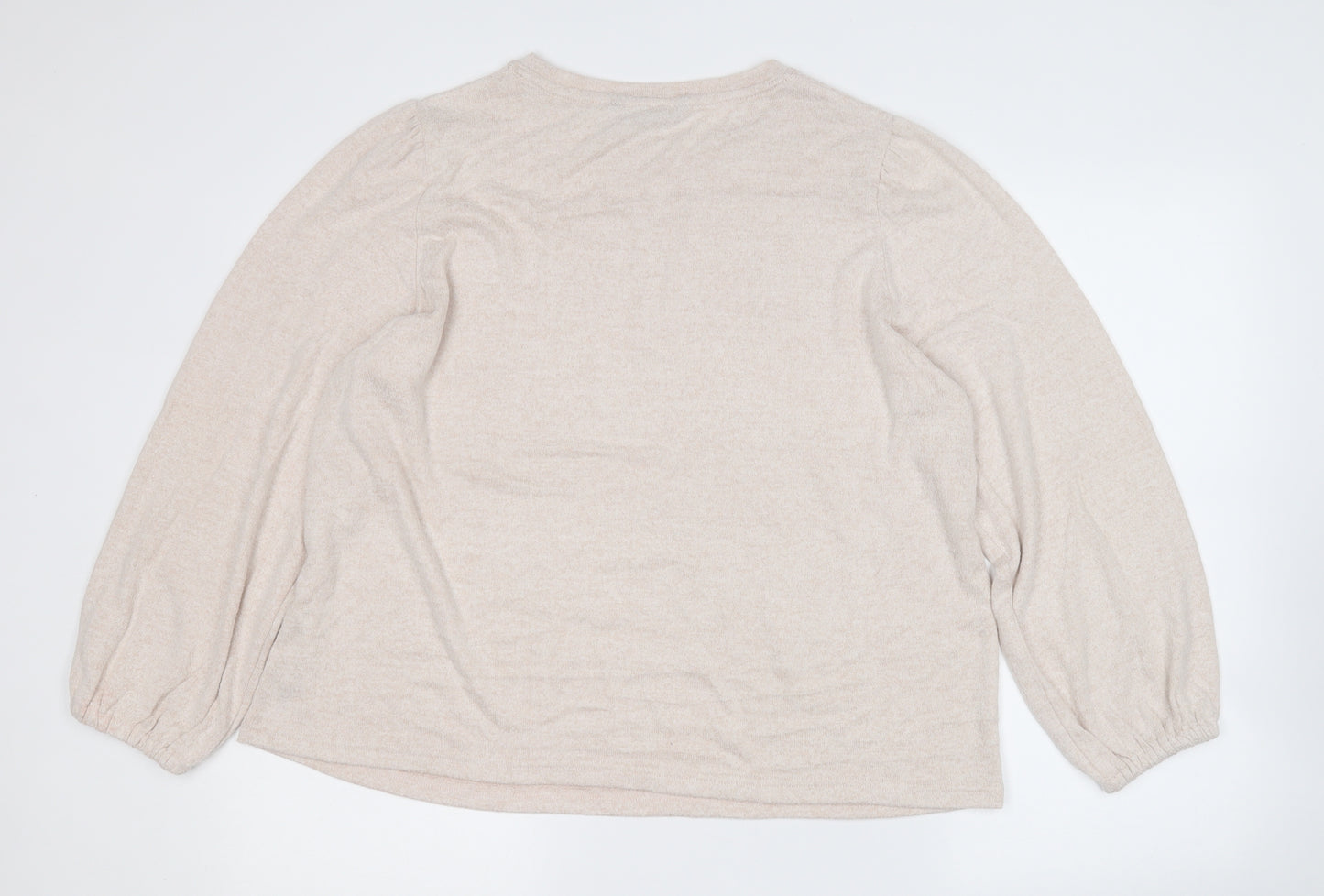 Dunnes Stores Womens Beige Round Neck  Viscose Pullover Jumper Size L