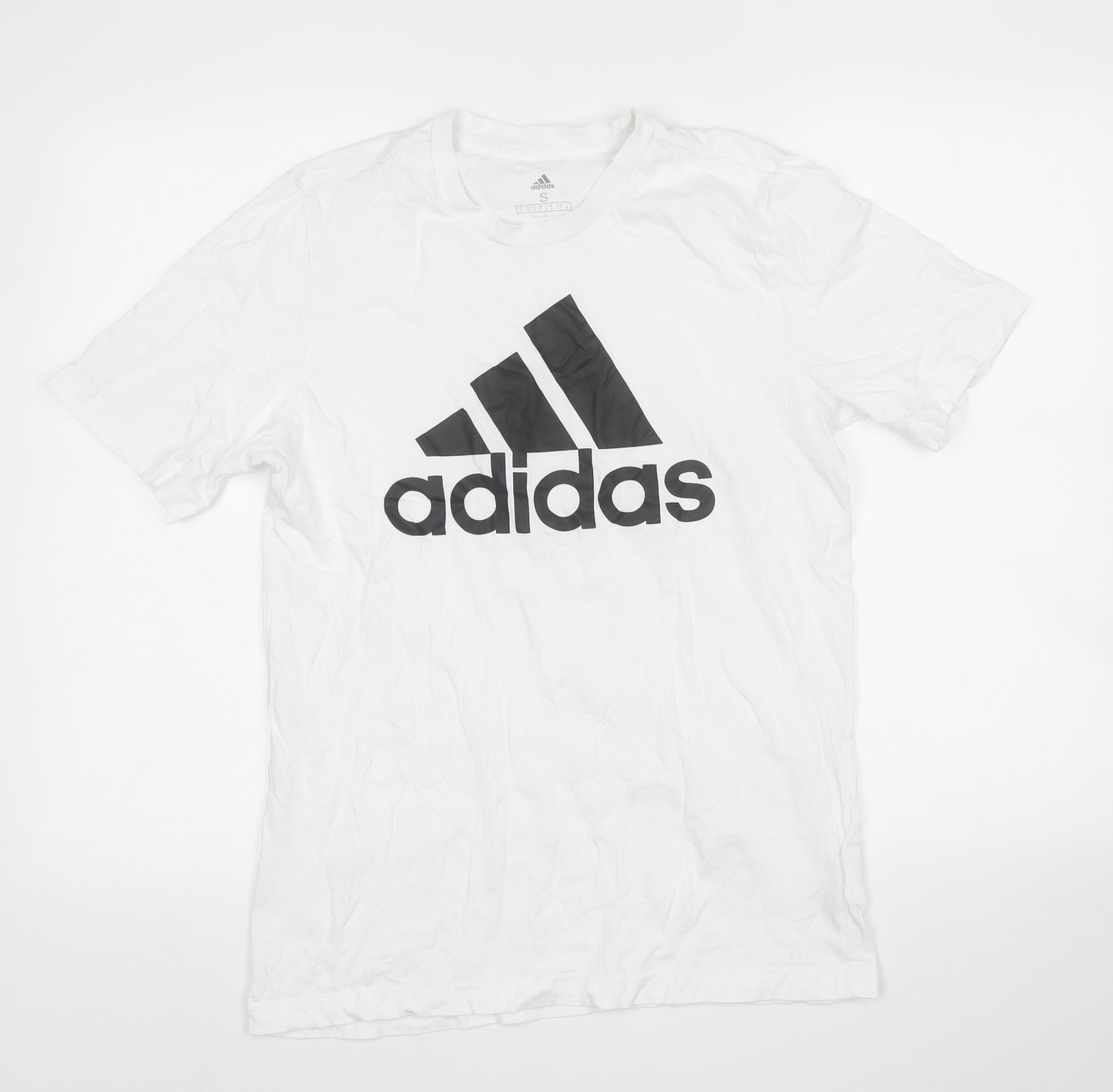 adidas Mens White  Cotton  T-Shirt Size S Round Neck