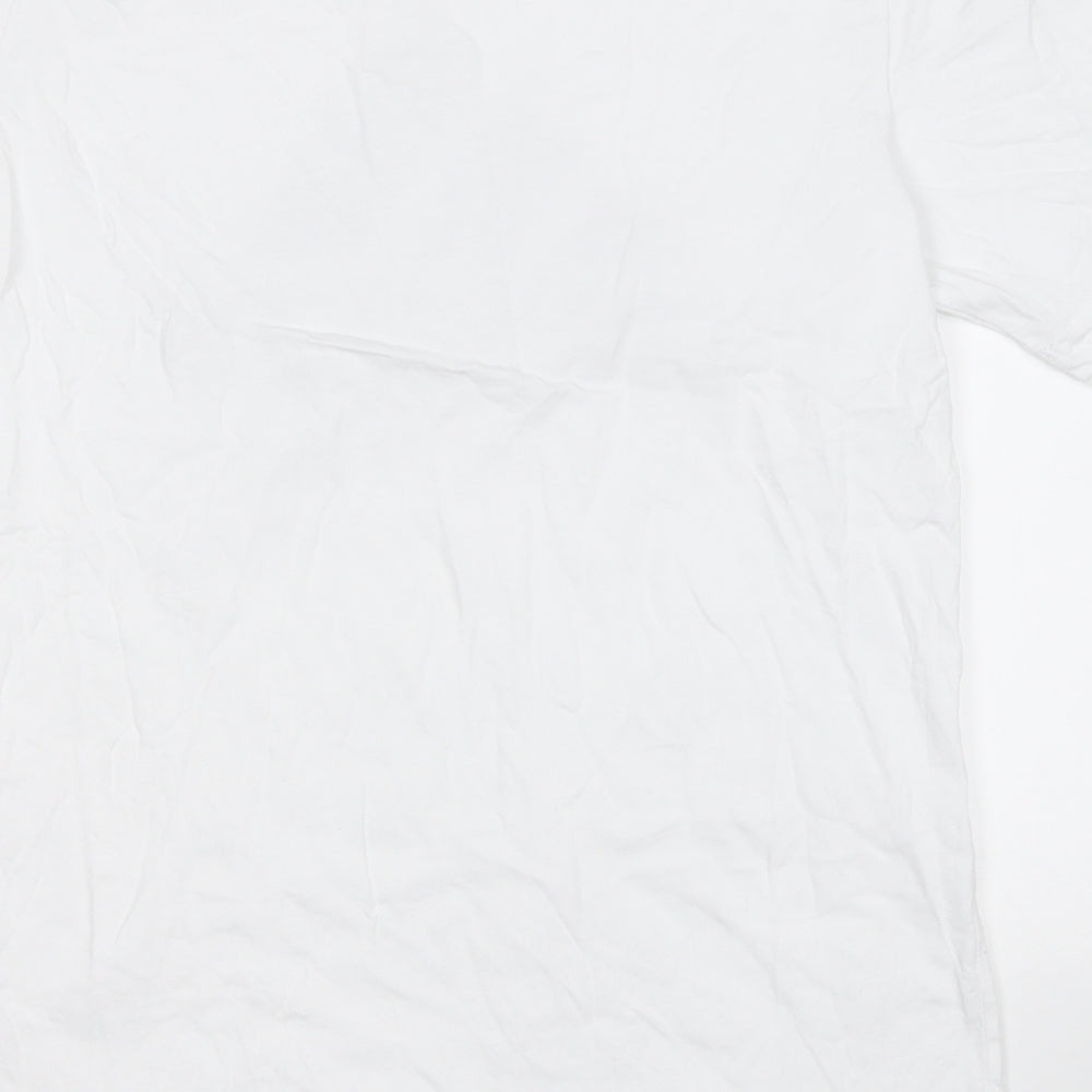 adidas Mens White  Cotton  T-Shirt Size S Round Neck