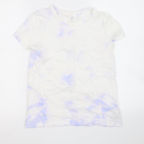 Gap Womens Multicoloured Geometric Cotton Basic T-Shirt Size S Round Neck