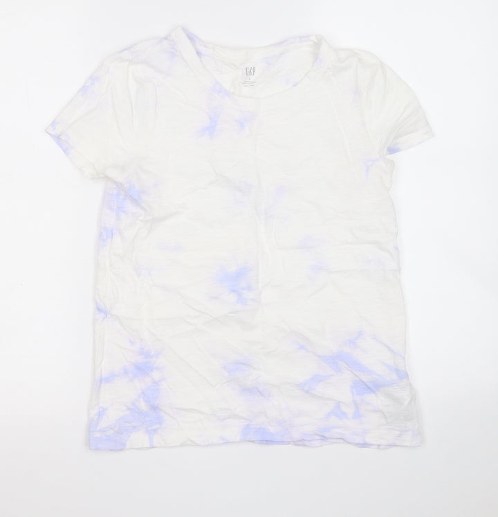 Gap Womens Multicoloured Geometric Cotton Basic T-Shirt Size S Round Neck