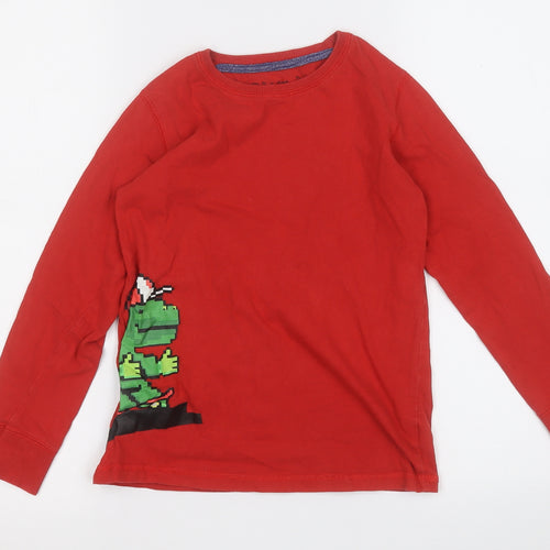 NEXT Boys Red  Cotton Pullover T-Shirt Size 8 Years Round Neck  - Crocodile