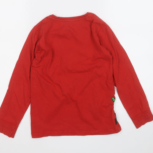 NEXT Boys Red  Cotton Pullover T-Shirt Size 8 Years Round Neck  - Crocodile