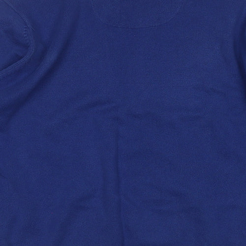 Marks and Spencer Mens Blue Round Neck  Cotton Pullover Jumper Size L