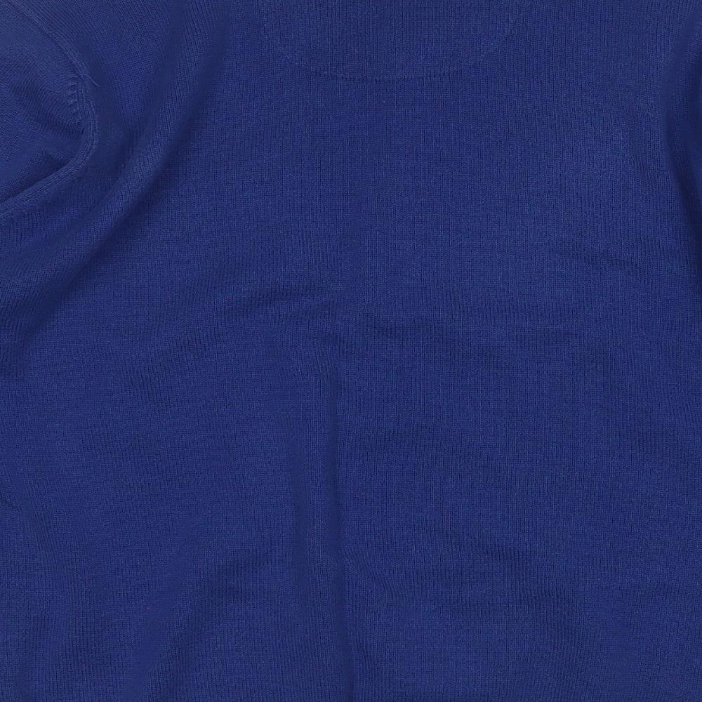 Marks and Spencer Mens Blue Round Neck  Cotton Pullover Jumper Size L