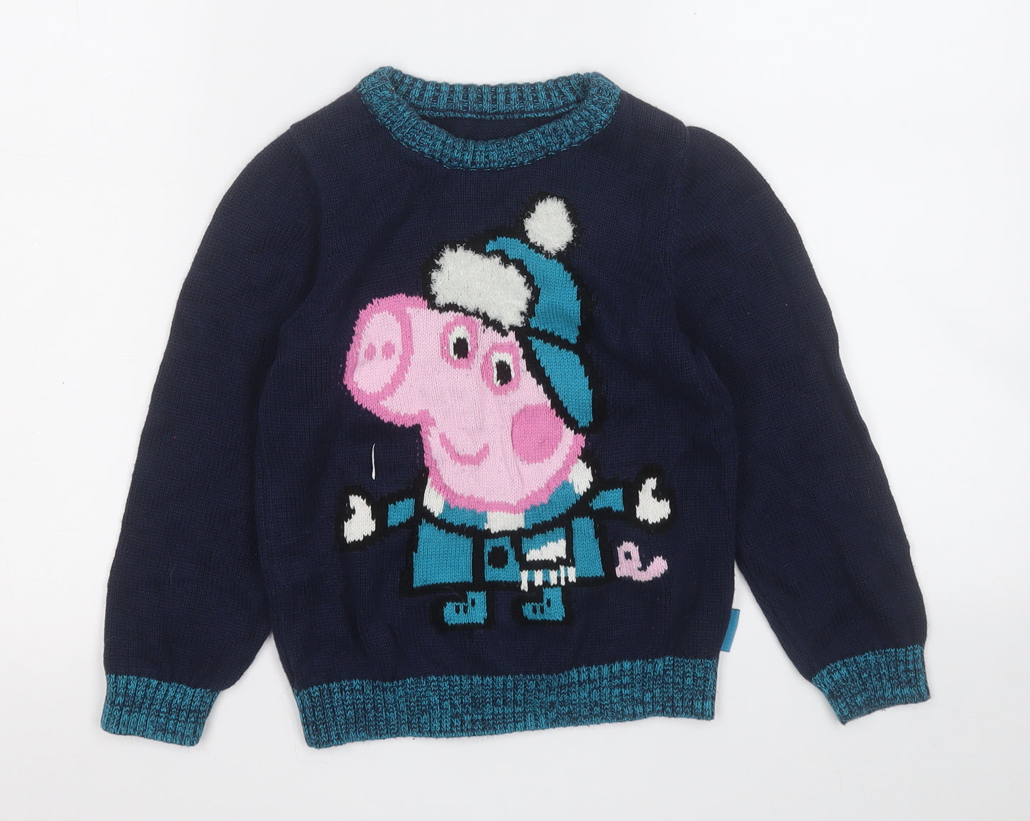 Nutmeg Boys Blue Round Neck  Cotton Pullover Jumper Size 4-5 Years   - Peppa Pig