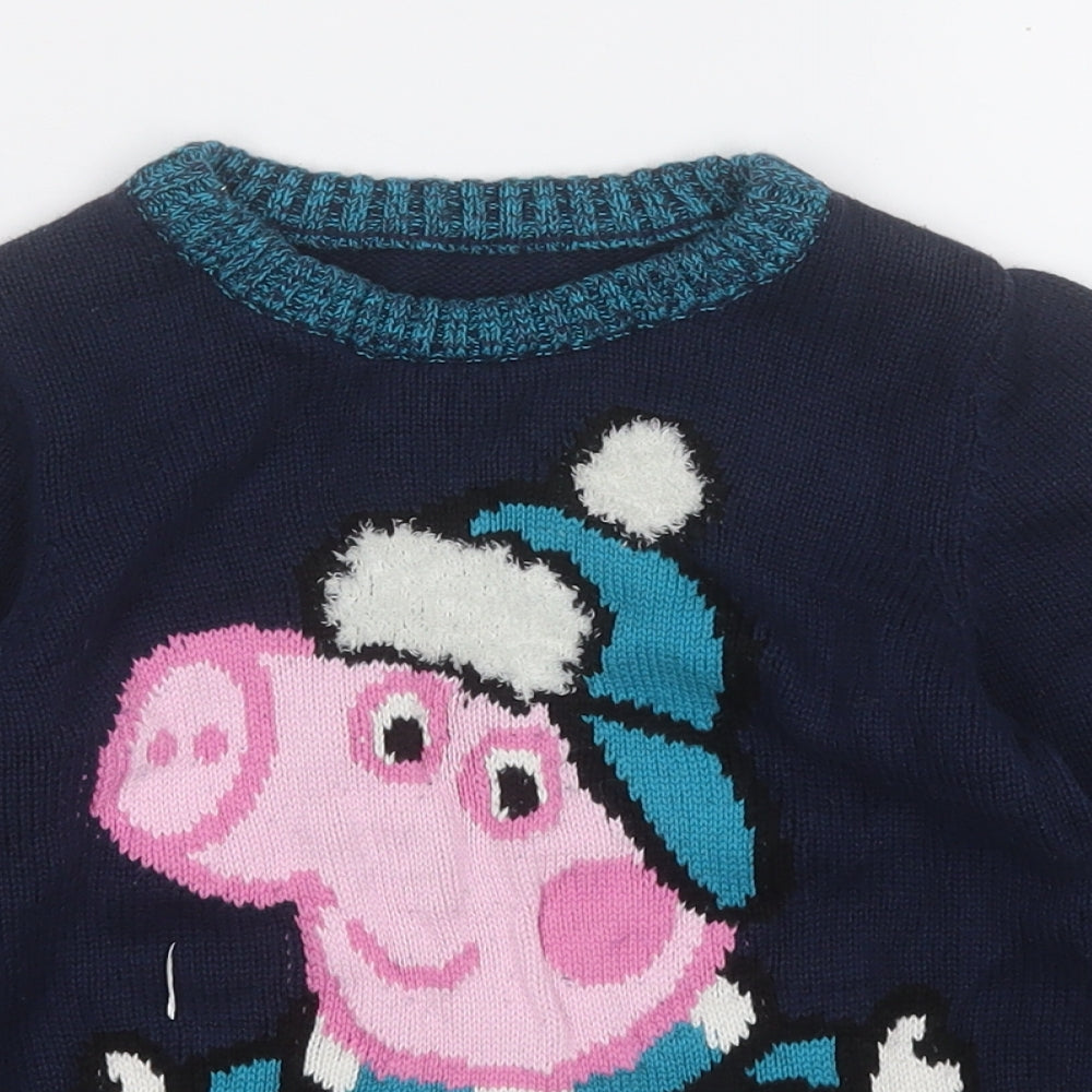 Nutmeg Boys Blue Round Neck  Cotton Pullover Jumper Size 4-5 Years   - Peppa Pig