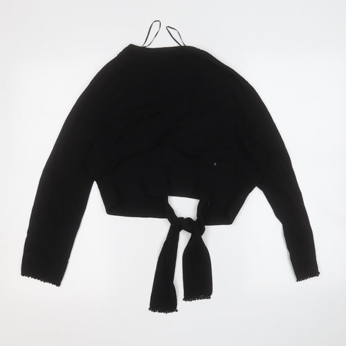 EAST Womens Black V-Neck Geometric Viscose Cardigan Jumper Size 14