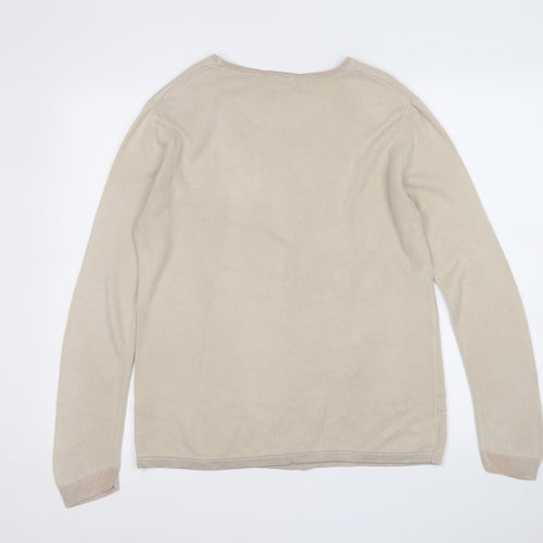 Roman Originals Womens Beige Round Neck  Acrylic Pullover Jumper Size S