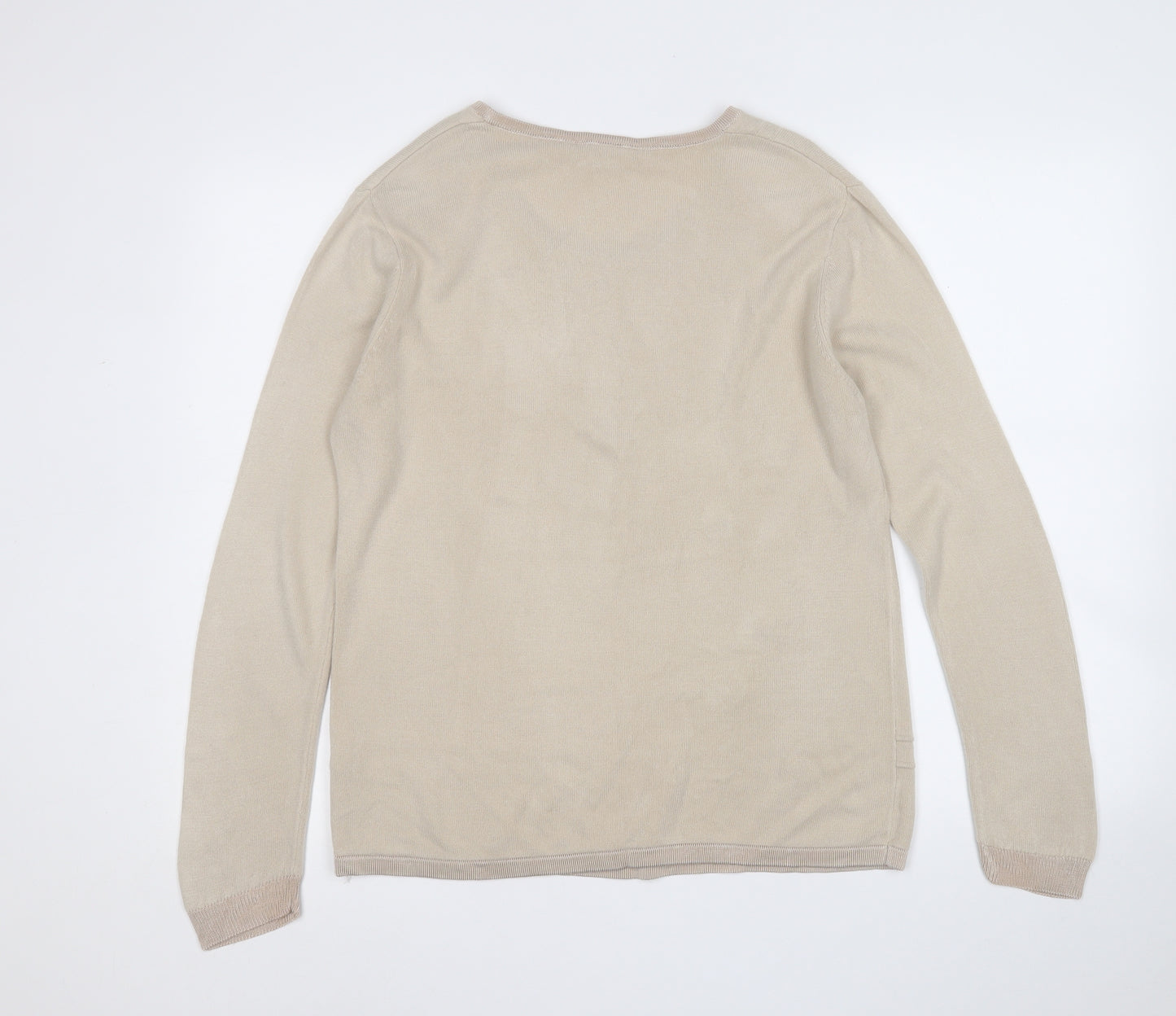 Roman Originals Womens Beige Round Neck  Acrylic Pullover Jumper Size S