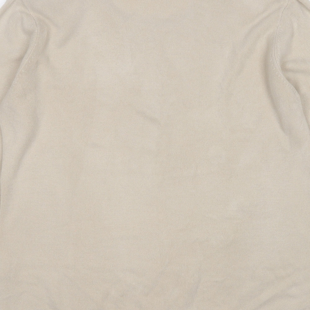 Roman Originals Womens Beige Round Neck  Acrylic Pullover Jumper Size S