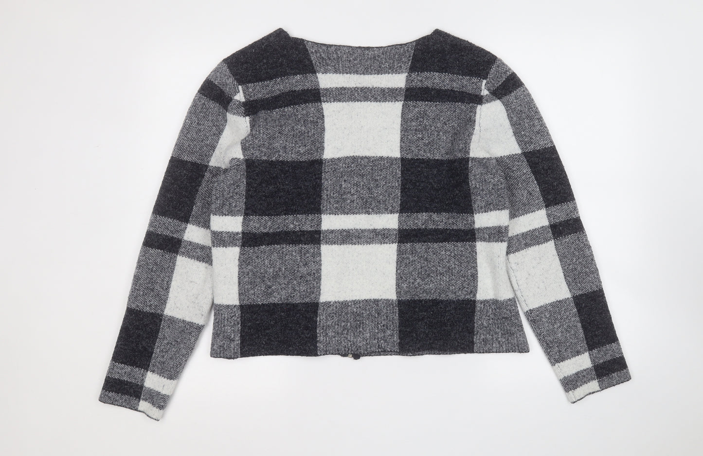 Kaleidoscope Womens Multicoloured Round Neck Plaid Polyamide Full Zip Jumper Size 18